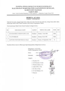 Hasil Penjaringan Bakal Calon Pamong Kalurahan Margokaton  